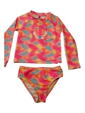 Betsey Johnson Girls Pink Multicolor Long Sleeve Swim Set
